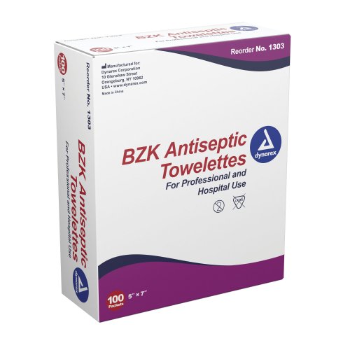 BZK Antiseptic Towelettes, 5" x 7"