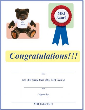 Children's Award Certificate and MRI Experience Guide