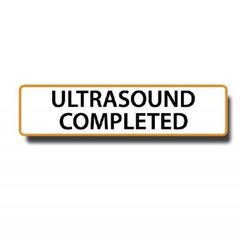 "ULTRASOUND COMPLETED" Permanent Adhesive Label