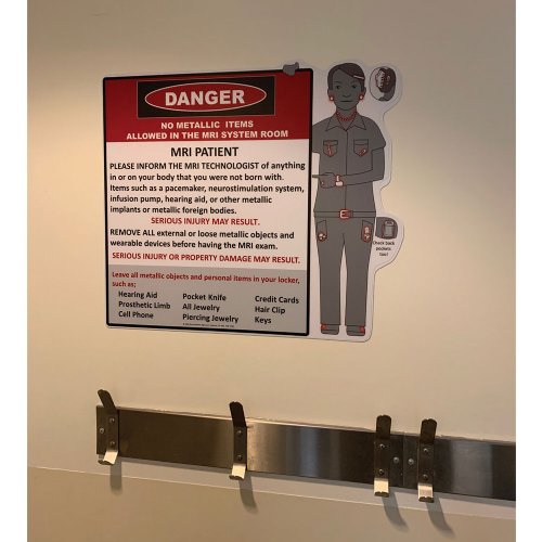 MRI Danger No Metallic Items Wall Sign