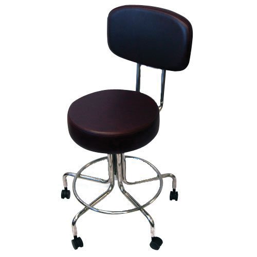 Non-Magnetic MRI Adjustable Stool, 22" to 28" with 2" Dual Wheel Casters and Back