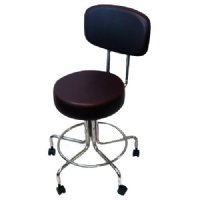 Non-Magnetic MRI Adjustable Stool, 22" to 28" with 2" Dual Wheel Casters and Back