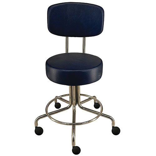 Non-Magnetic MRI Adjustable Stool, 22" to 28" with 2" Dual Wheel Casters and Back