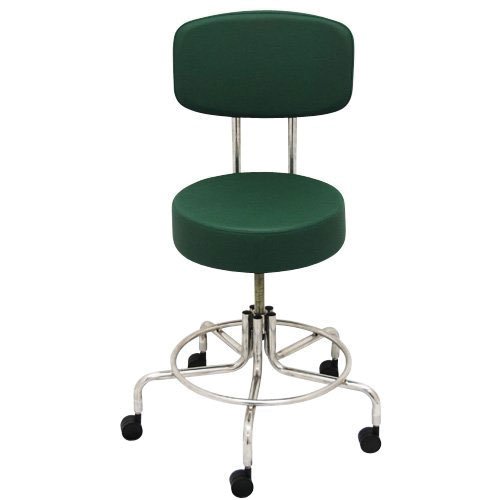 Non-Magnetic MRI Adjustable Stool, 22" to 28" with 2" Dual Wheel Casters and Back