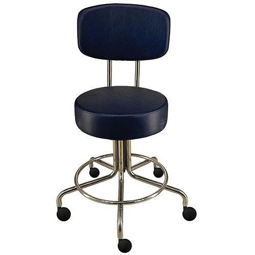 Non-Magnetic MRI Adjustable Stool, 16" to 22" with 2" Dual Wheel Casters and Back