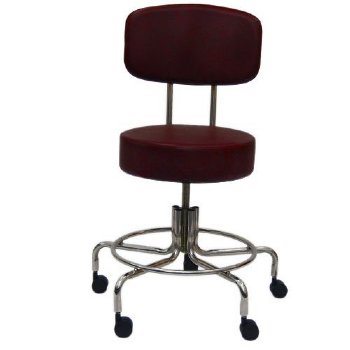 Non-Magnetic MRI Adjustable Stool, 16" to 22" with 2" Dual Wheel Casters and Back