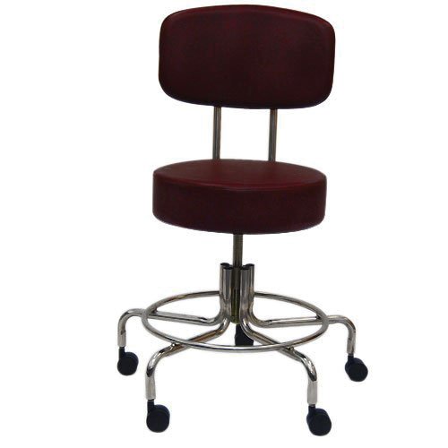 Non-Magnetic MRI Adjustable Stool, 16" to 22" with 2" Dual Wheel Casters and Back