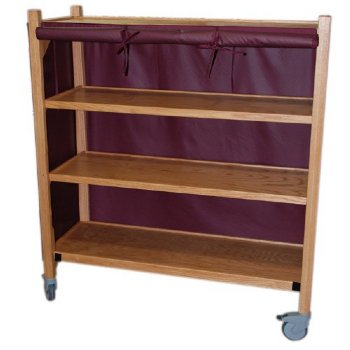 MRI Non-Magnetic Oak Coil Cart, 2'D x 6'H x 2'L, 4 Shelves