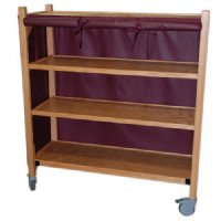 MRI Non-Magnetic Oak Coil Cart, 2'D x 6'H x 3'L, 4 Shelves