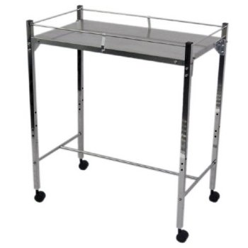 MRI Non-Magnetic Utility Table with Top Shelf and Rails, 18" x 24"