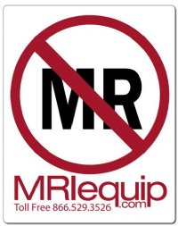 MRI Non-Magnetic Not MR Safe Stickers 3 1/2" x 4"