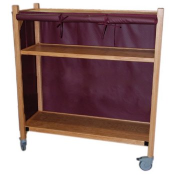 MRI Non-Magnetic Oak Coil Cart, 2'D x 4'H x 4'L, 3 Shelves