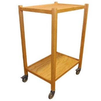 MRI Non-Magnetic Oak Coil Cart, 2'D x 4'H x 2'L, 3 Shelves