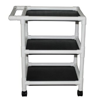 MRI PVC Utility Linen Cart Extra Wide With 3 Shelves