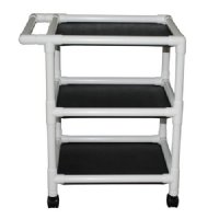 MRI PVC Utility Linen Cart Extra Wide With 3 Shelves