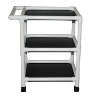 MRI PVC Utility Linen Cart Extra Wide With 3 Flush Shelves