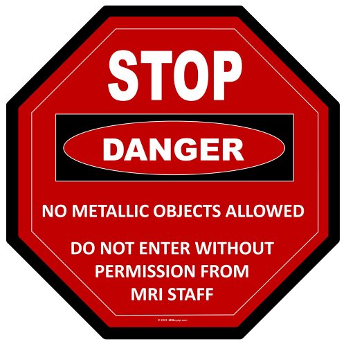 MRI Stop Sign Floor Plaque 16" x 16"