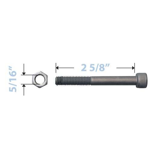 Non-Ferromagnetic Axle and Nut for Front Caster on 20", 22" & 24" Non-Ferro Aluminum Wheelchairs