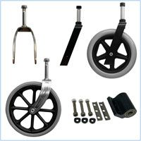 Wheelchair Forks, Wheels, and Fork Mount Assemblies