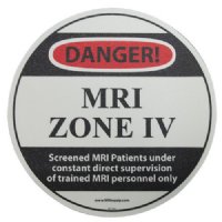 MRI Non-Magnetic "DANGER! MRI ZONE IV" Sticker, 17" Diameter