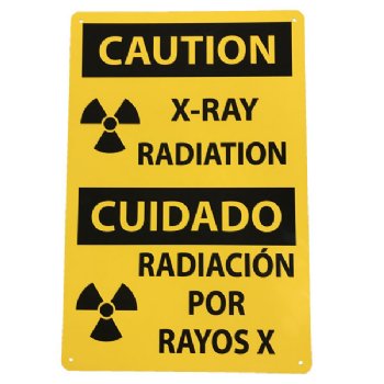 "Caution X-Ray Radiation" Safety Sign English-Spanish