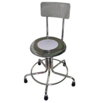 MRI Non-Magnetic Adjustable Height Doctor Stool, 15" to 21", with Rubber Tips and Back