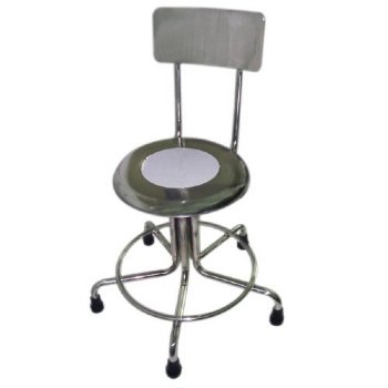 MRI Non-Magnetic Adjustable Height Doctor Stool, 21" to 27" with Rubber Tips and Back