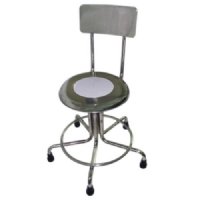 MRI Non-Magnetic Adjustable Height Doctor Stool, 21" to 27" with Rubber Tips and Back
