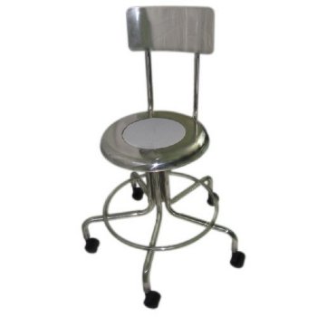 MRI Non-Magnetic Adjustable Height Doctor Stool, 15" to 21", with 2" Casters and Back