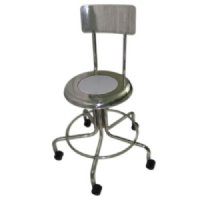 MRI Non-Magnetic Adjustable Height Doctor Stool, 15" to 21", with 2" Casters and Back