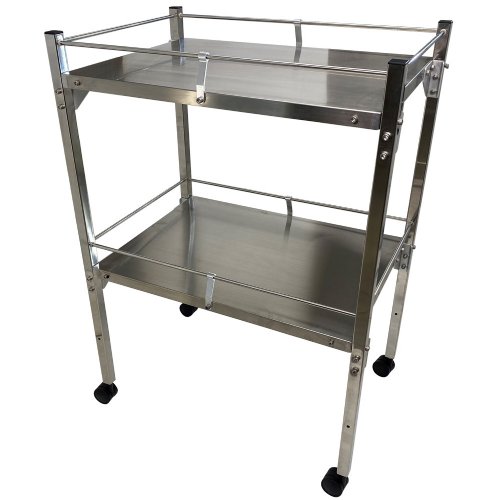 MRI Non-Magnetic Utility Table with Two Shelves and Rails, 18" x 24"