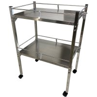 MRI Non-Magnetic Utility Table with Two Shelves and Rails, 18" x 24"