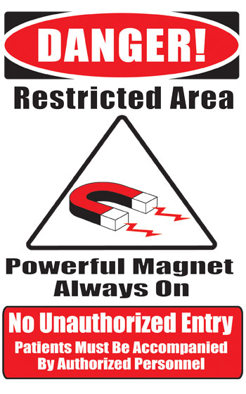 MRI safety signs and stickers for restricted areas